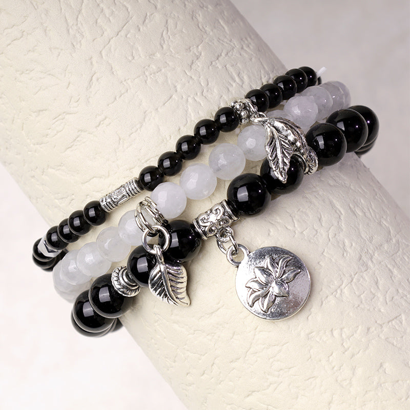 Bracelet Lotus en perles de cristal de quartz naturel avec énergie de guérison et 3 pièces de Buddha Stones - image 10
