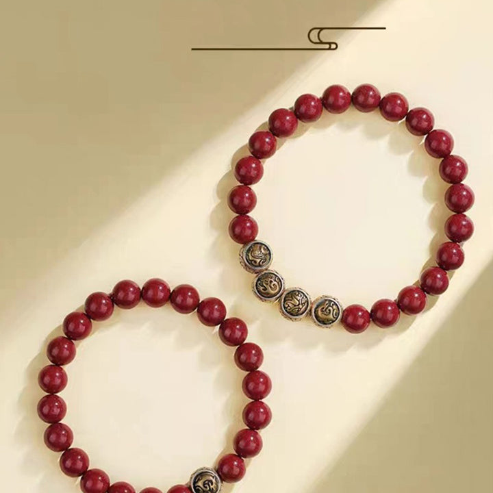 Bracelet de bénédiction des quatre bêtes en argent sterling 925 et cinabre naturel de Buddha Stones - image 21