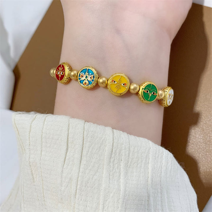Bracelet porte-bonheur Buddha Stones en perles de cuivre représentant les cinq dieux de la richesse