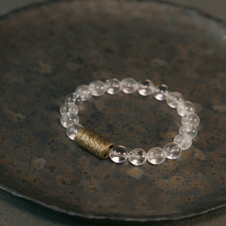 Bracelet de protection fantôme violet en quartz rutile doré et quartz hématoïde rouge et cristal blanc Buddha Stones
