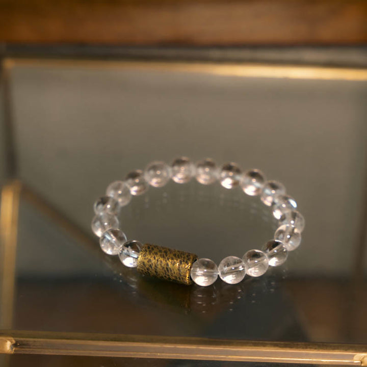 Bracelet de protection fantôme violet en quartz rutile doré et quartz hématoïde rouge et cristal blanc Buddha Stones