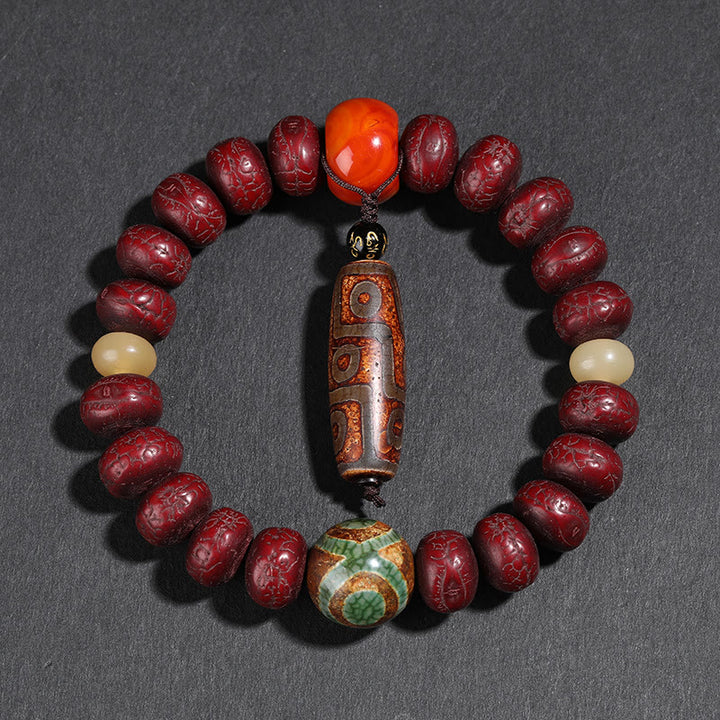 Bracelet porte-bonheur en perles de Bodhi Dzi en pierres de Buddha Stones du Tibet