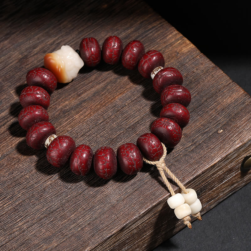 Bracelet porte-bonheur en perles de Bodhi Dzi en pierres de Buddha Stones du Tibet
