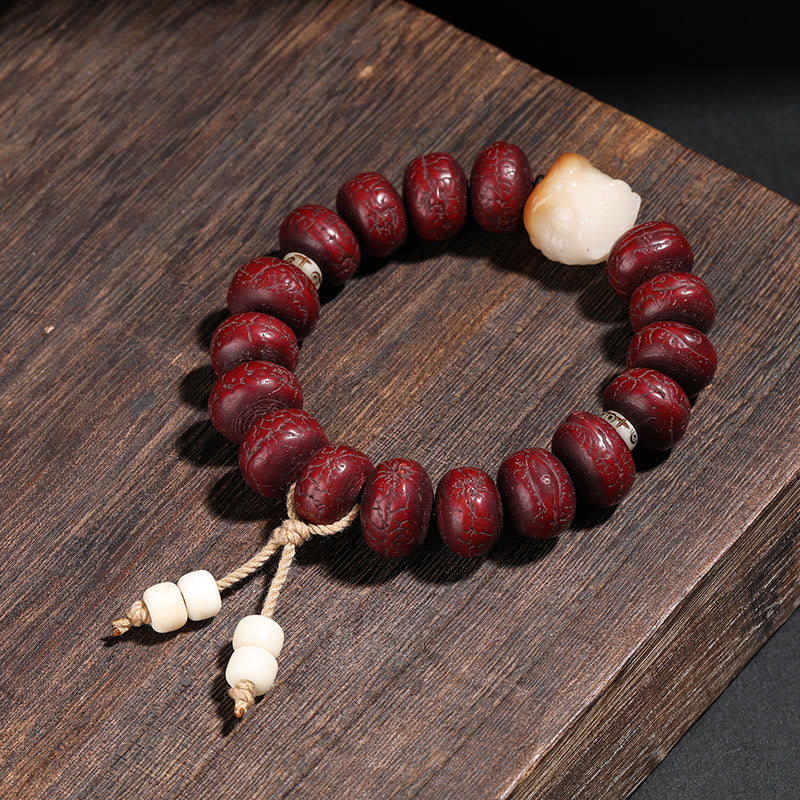 Bracelet porte-bonheur en perles de Bodhi Dzi en pierres de Buddha Stones du Tibet