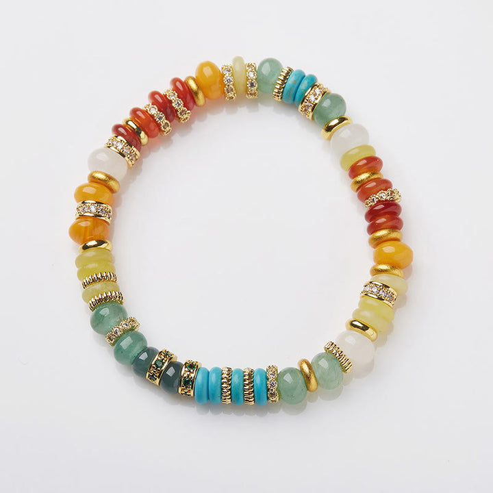 Bracelet de confiance arc-en-ciel en agate rouge naturelle et jade de Buddha Stones
