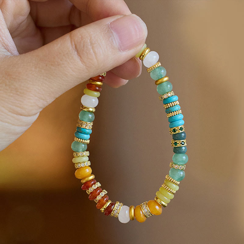 Bracelet de confiance arc-en-ciel en agate rouge naturelle et jade de Buddha Stones