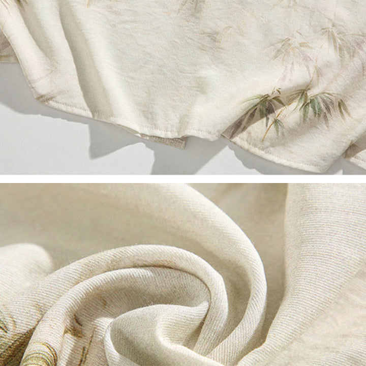 T-shirt à manches courtes pour homme avec imprimé feuilles de bambou vertes et jaunes et Buddha Stones - image 11