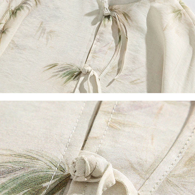 T-shirt à manches courtes pour homme avec imprimé feuilles de bambou vertes et jaunes et Buddha Stones - image 10