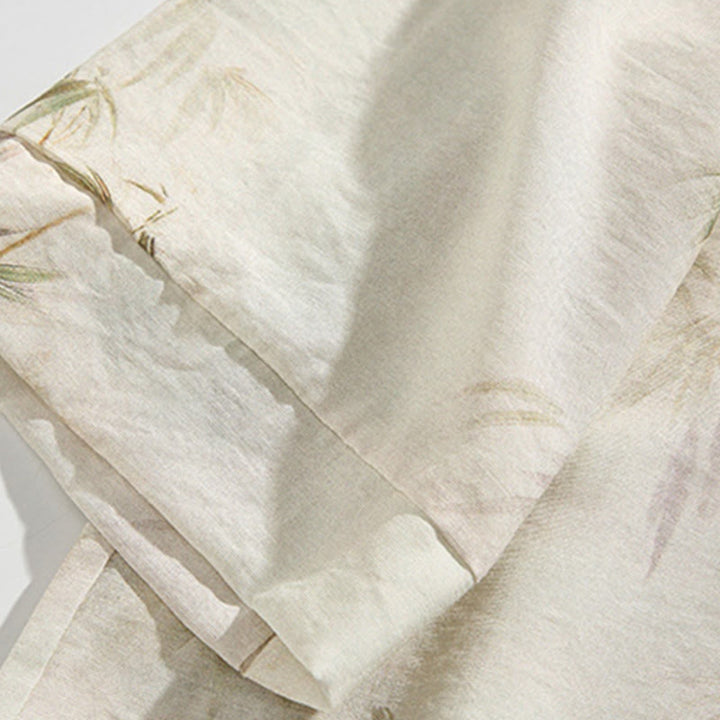 T-shirt à manches courtes pour homme avec imprimé feuilles de bambou vertes et jaunes et Buddha Stones - image 13