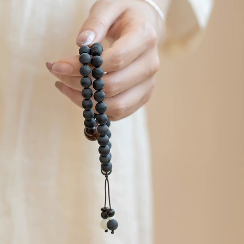 Bracelet de guérison tibétain double couche en Buddha Stones en cyprès Bodhi Lotus