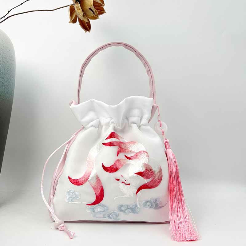 Buddha Stones Suzhou brodé lapin lotus épiphyllum pivoine magnolia sac fourre-tout sac à bandoulière sac à main