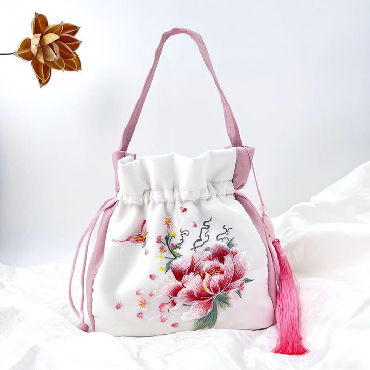 Buddha Stones Suzhou brodé lapin lotus épiphyllum pivoine magnolia sac fourre-tout sac à bandoulière sac à main