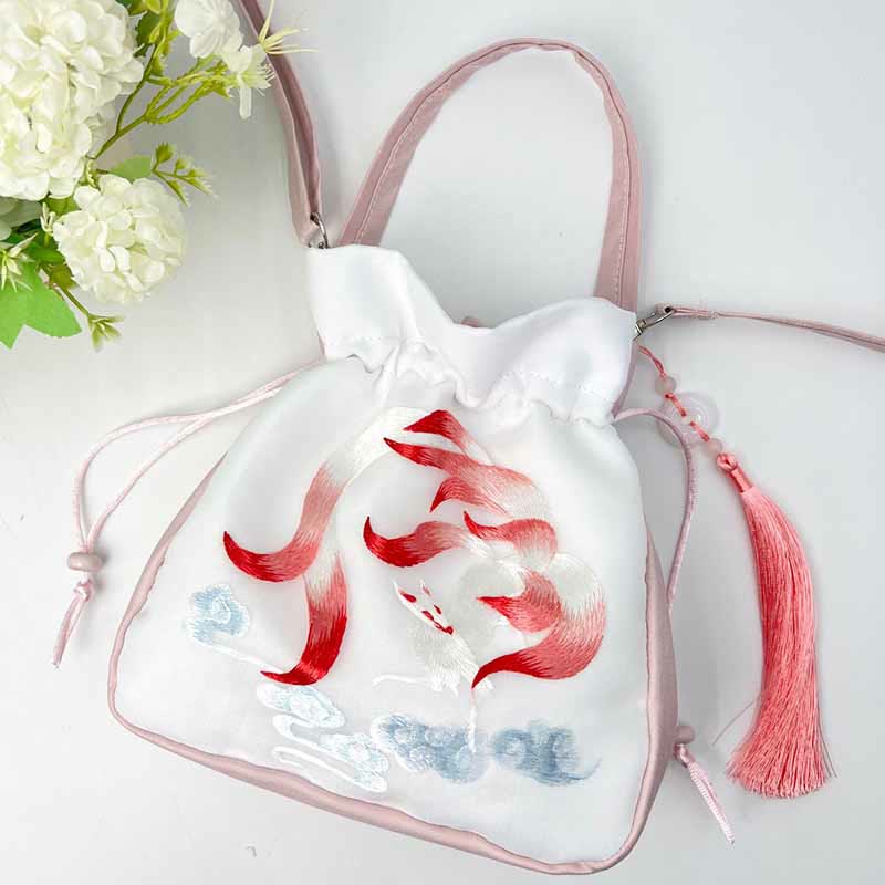 Buddha Stones Suzhou brodé lapin lotus épiphyllum pivoine magnolia sac fourre-tout sac à bandoulière sac à main
