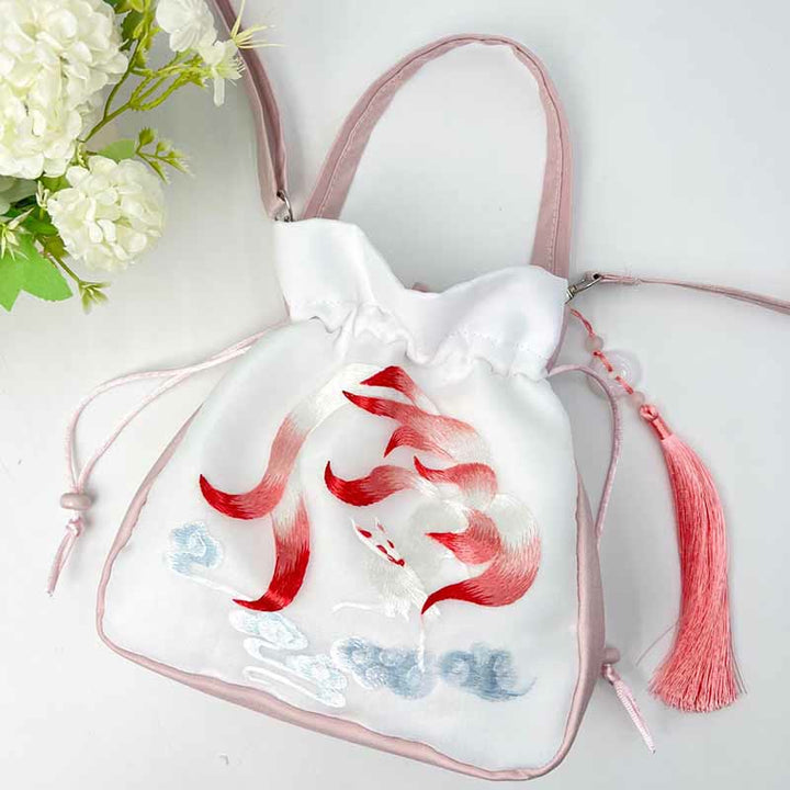 Buddha Stones Suzhou brodé lapin lotus épiphyllum pivoine magnolia sac fourre-tout sac à bandoulière sac à main