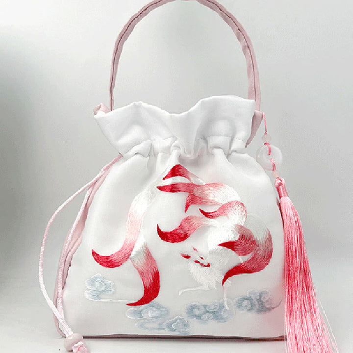 Buddha Stones Suzhou brodé lapin lotus épiphyllum pivoine magnolia sac fourre-tout sac à bandoulière sac à main