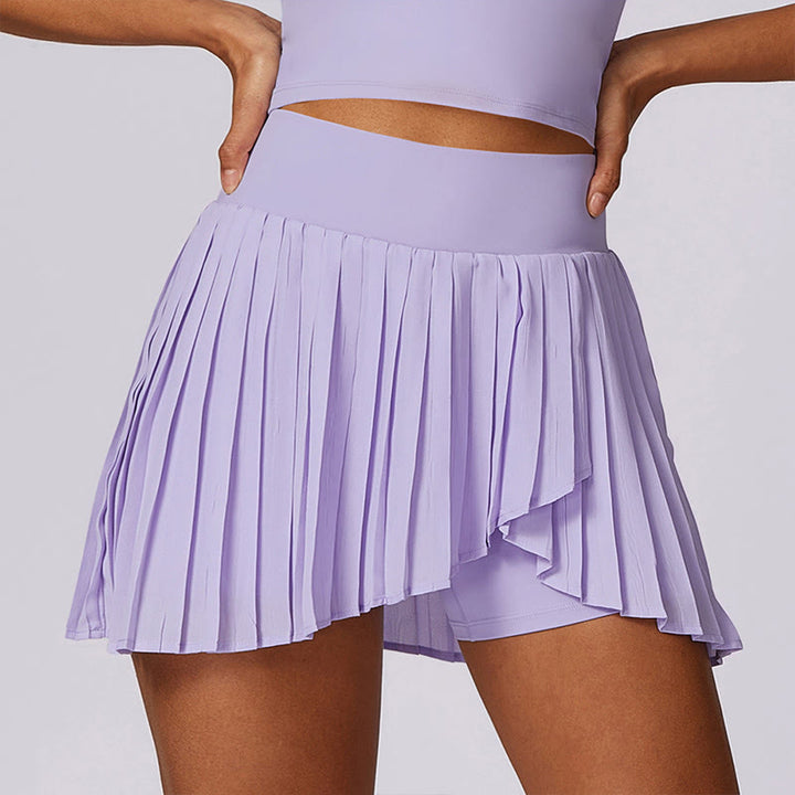 Buddha Stones Polo Collar Crop Tank Top Jupes de tennis Shorts plissés avec poche Tenues de sport et de yoga - Violet - Shorts - US8-10,UK/AU12-14,EU40-42 (XL) - image 8
