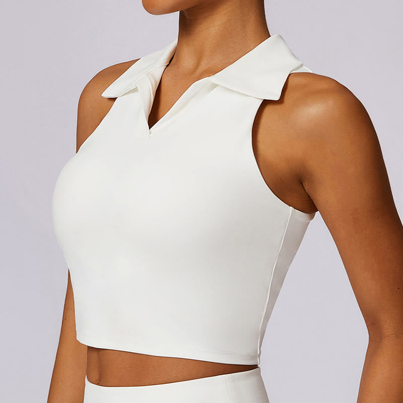 Buddha Stones Polo Collar Crop Tank Top Jupes de tennis Shorts plissés avec poche Tenues de sport et de yoga - image 26