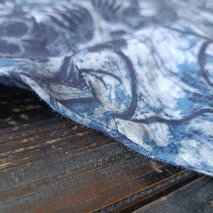 Chemise à manches longues en lin ramie avec boutons en grenouille et motif de fleurs bleues et blanches rétro Buddha Stones - image 11