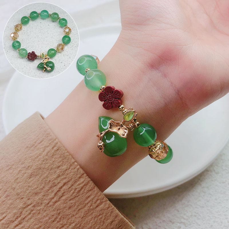 Bracelet de confiance en perles de fleur de cinabre en agate rouge naturelle et agate verte en Buddha Stones