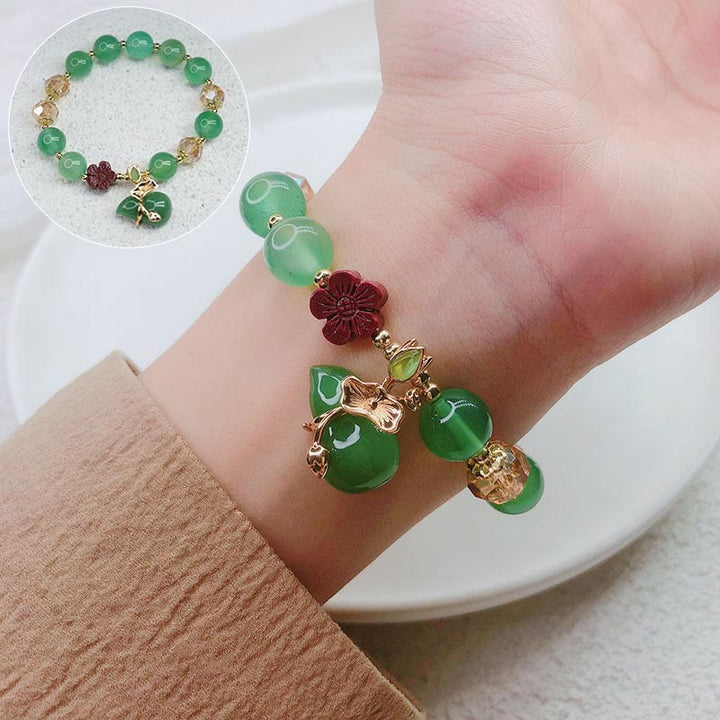 Bracelet de confiance en perles de fleur de cinabre en agate rouge naturelle et agate verte en Buddha Stones