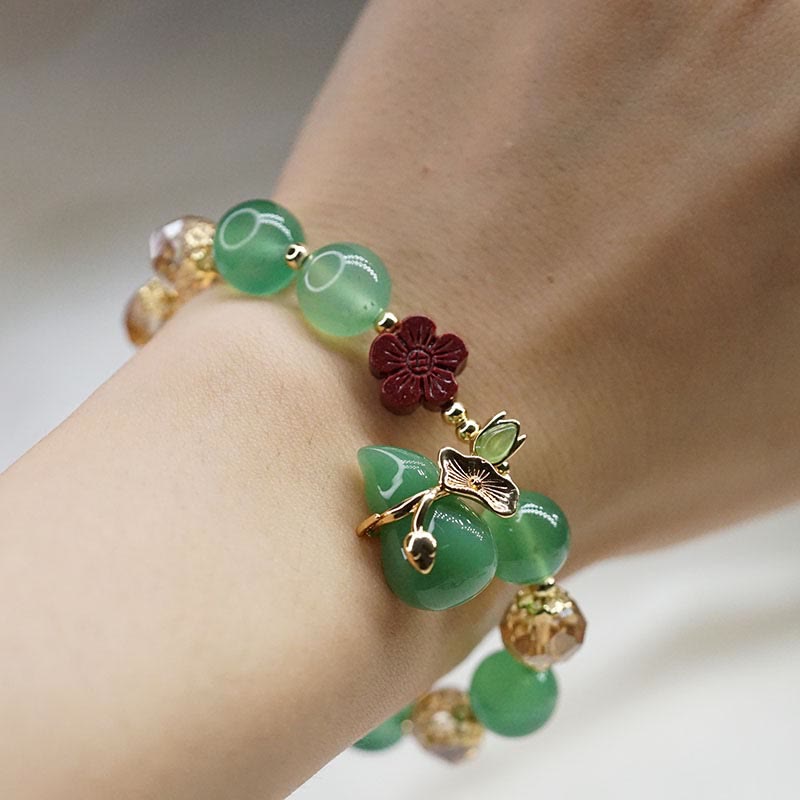 Bracelet de confiance en perles de fleur de cinabre en agate rouge naturelle et agate verte en Buddha Stones