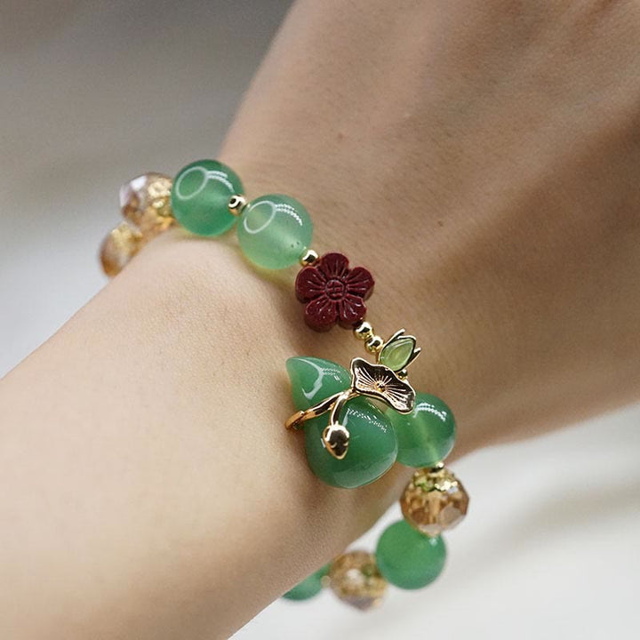 Bracelet de confiance en perles de fleur de cinabre en agate rouge naturelle et agate verte en Buddha Stones