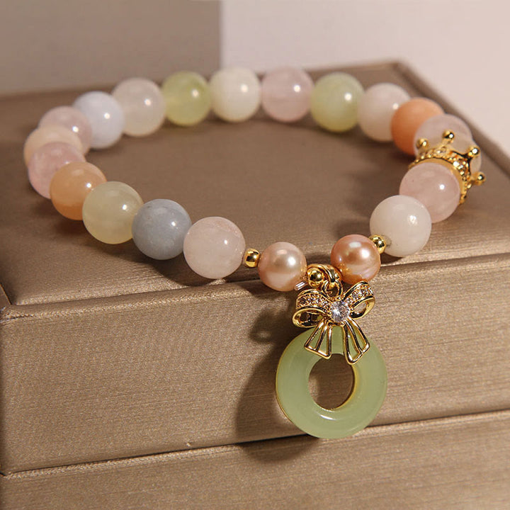 Bracelet de confiance en jade avec boucle de paix et morganite de Buddha Stones