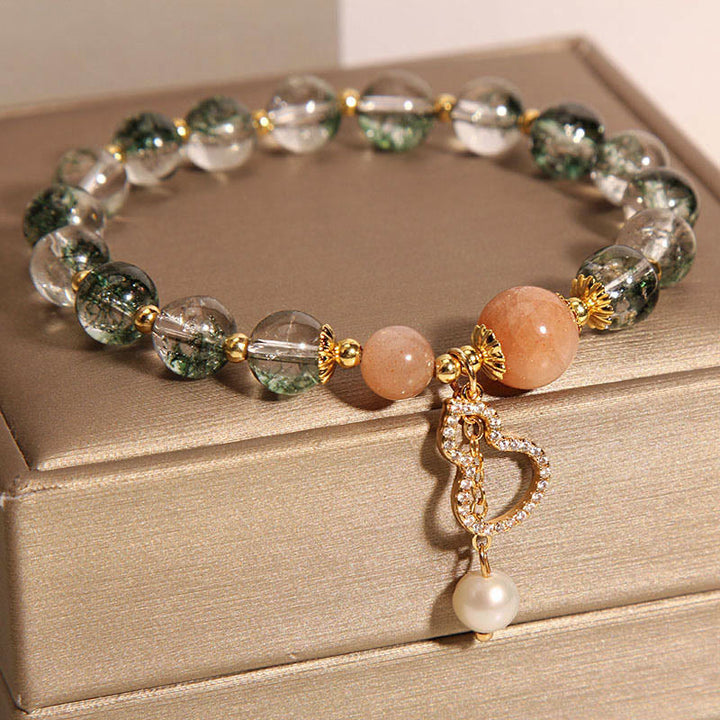 Bracelet de confiance avec breloque en forme de courge fantôme verte Buddha Stones