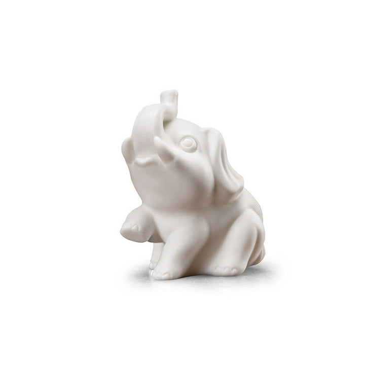 Buddha Stones, petite statue d'éléphant, porcelaine blanche, céramique, décoration de bureau pour la maison
