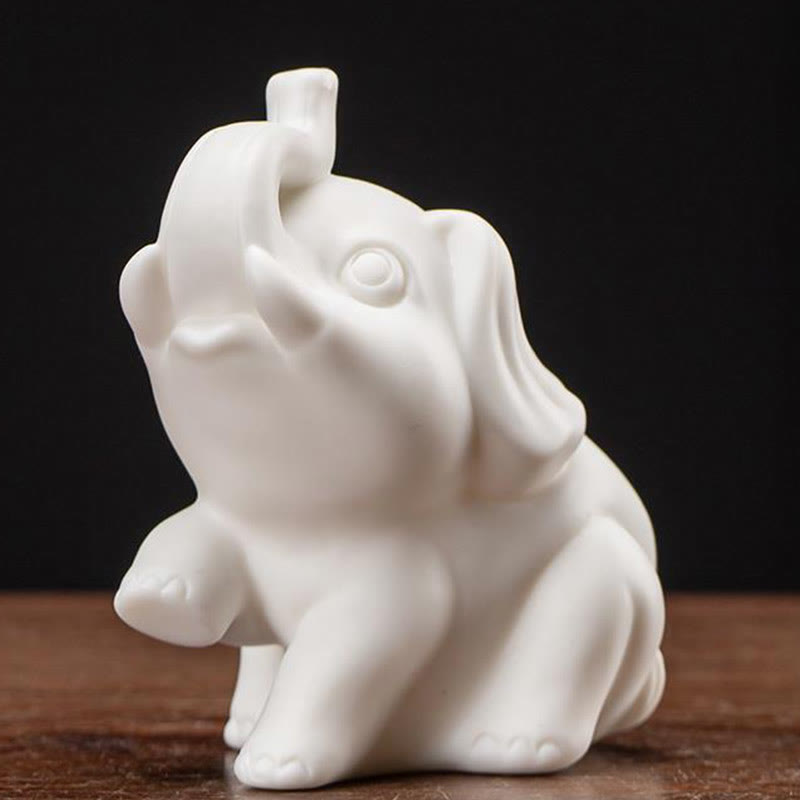 Buddha Stones, petite statue d'éléphant, porcelaine blanche, céramique, décoration de bureau pour la maison