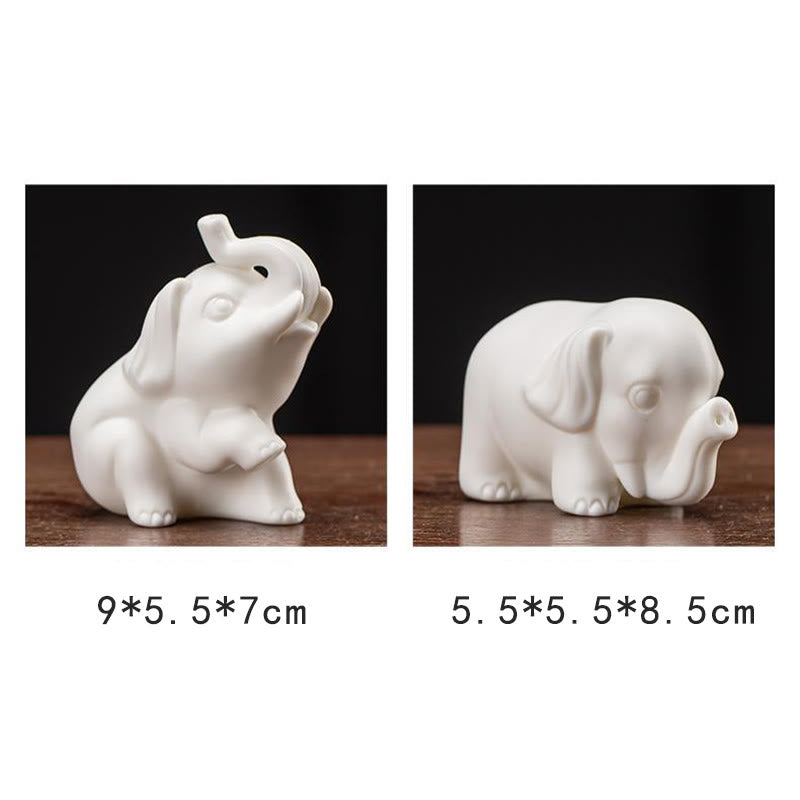 Buddha Stones, petite statue d'éléphant, porcelaine blanche, céramique, décoration de bureau pour la maison