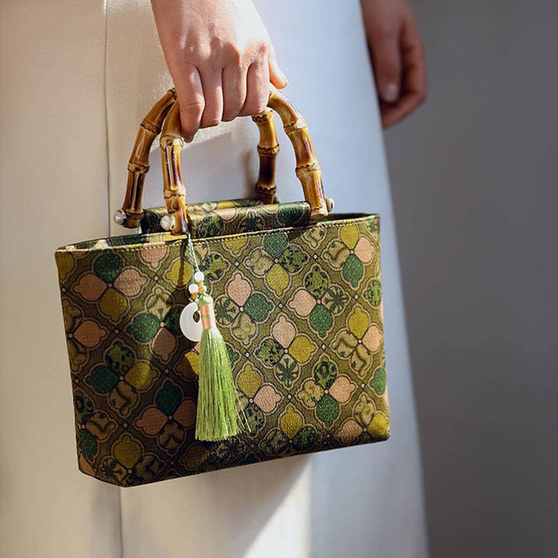 Sac à main Buddha Stones Green Leaves Sac à bandoulière en chaîne métallique Sac à bandoulière Sac pour téléphone portable