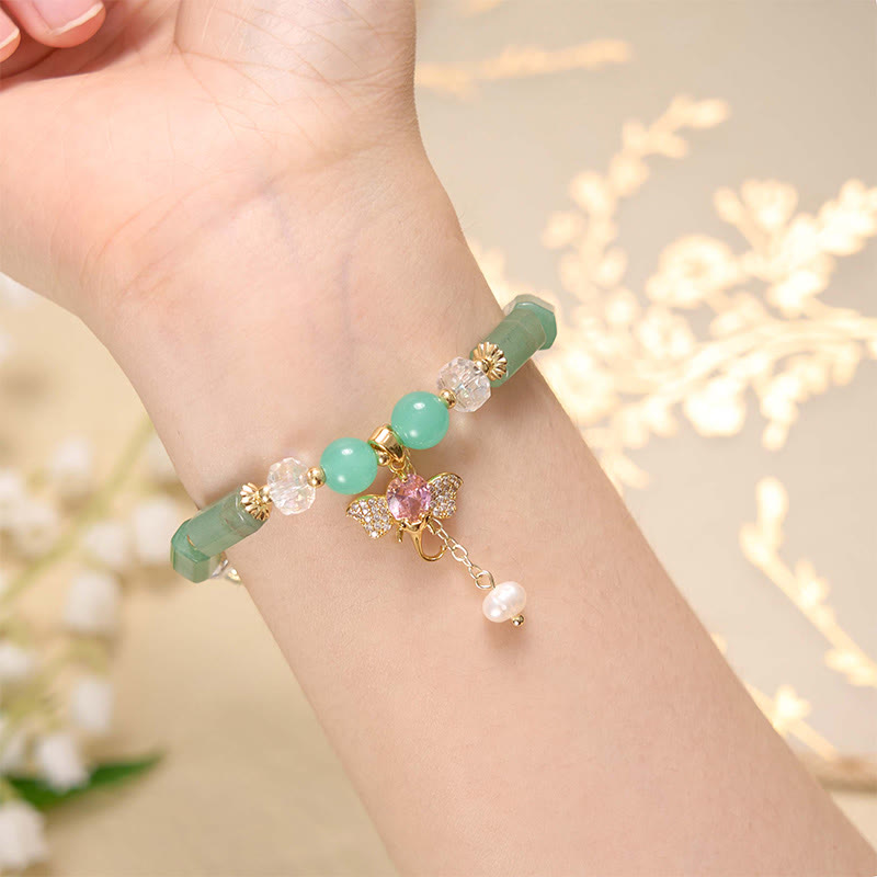 Bracelet à breloques éléphant positif en quartz fraise et améthyste verte et aventurine de Buddha Stones