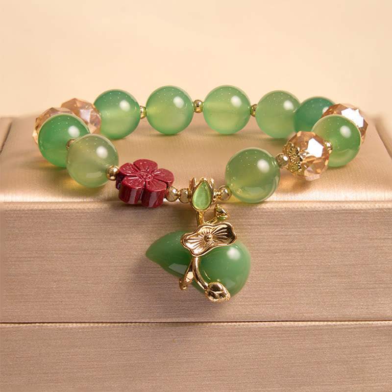 Bracelet de confiance en perles de fleur de cinabre en agate rouge naturelle et agate verte en Buddha Stones