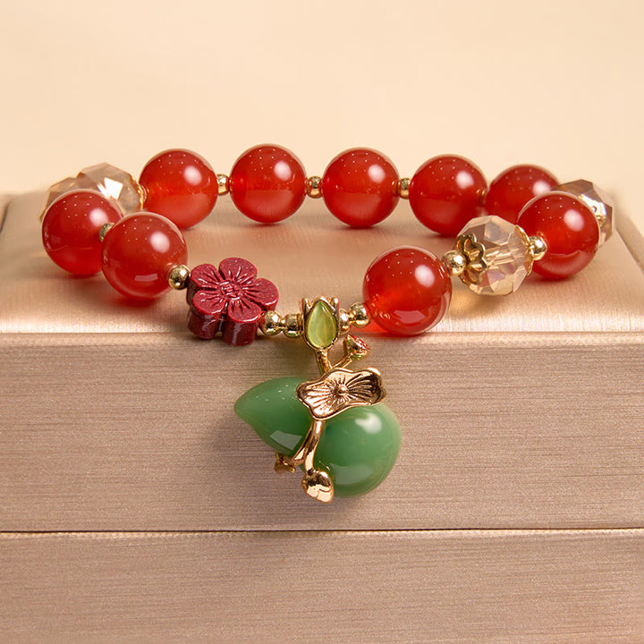 Bracelet de confiance en perles de fleur de cinabre en agate rouge naturelle et agate verte en Buddha Stones