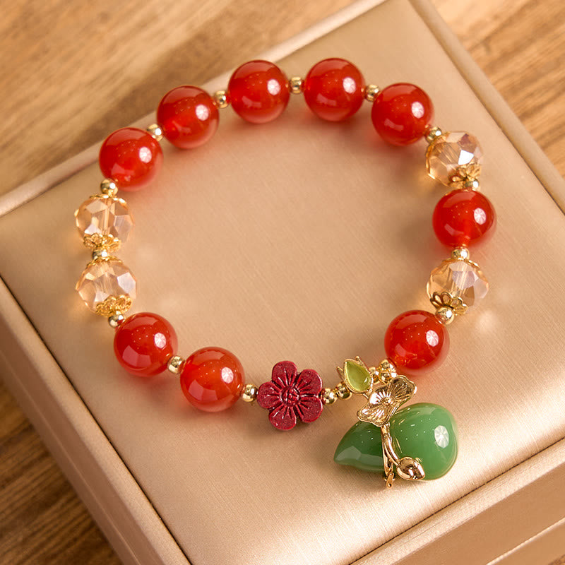 Bracelet de confiance en perles de fleur de cinabre en agate rouge naturelle et agate verte en Buddha Stones