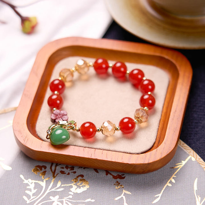 Bracelet de confiance en perles de fleur de cinabre en agate rouge naturelle et agate verte en Buddha Stones
