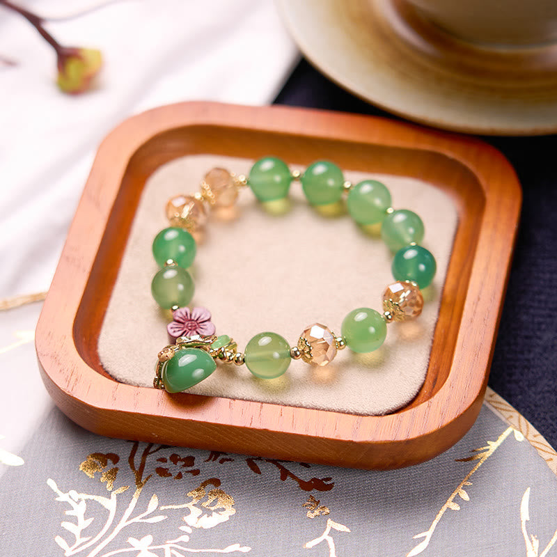 Bracelet de confiance en perles de fleur de cinabre en agate rouge naturelle et agate verte en Buddha Stones