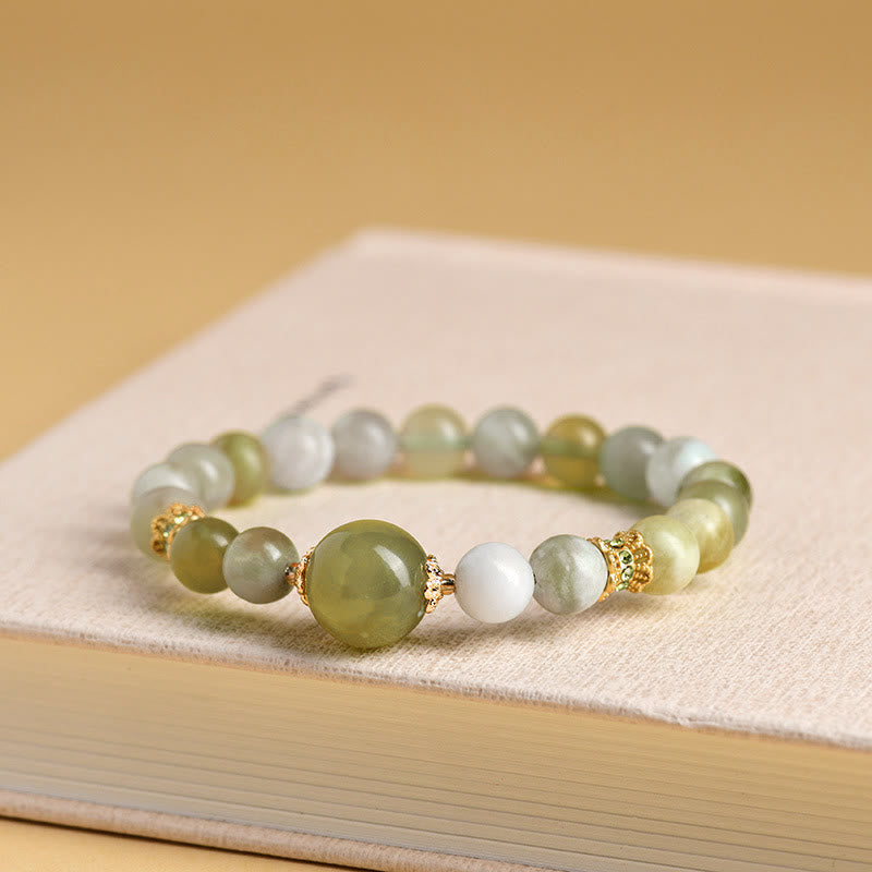 Bracelet d'abondance en jade vert raisin Buddha Stones
