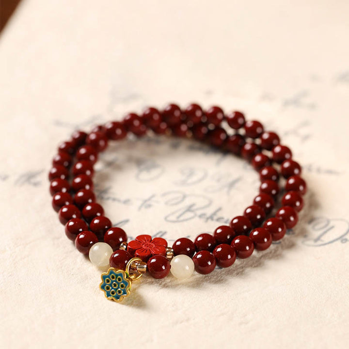 Bracelet de bénédiction à double tour avec breloque en forme de lotus et Buddha Stones