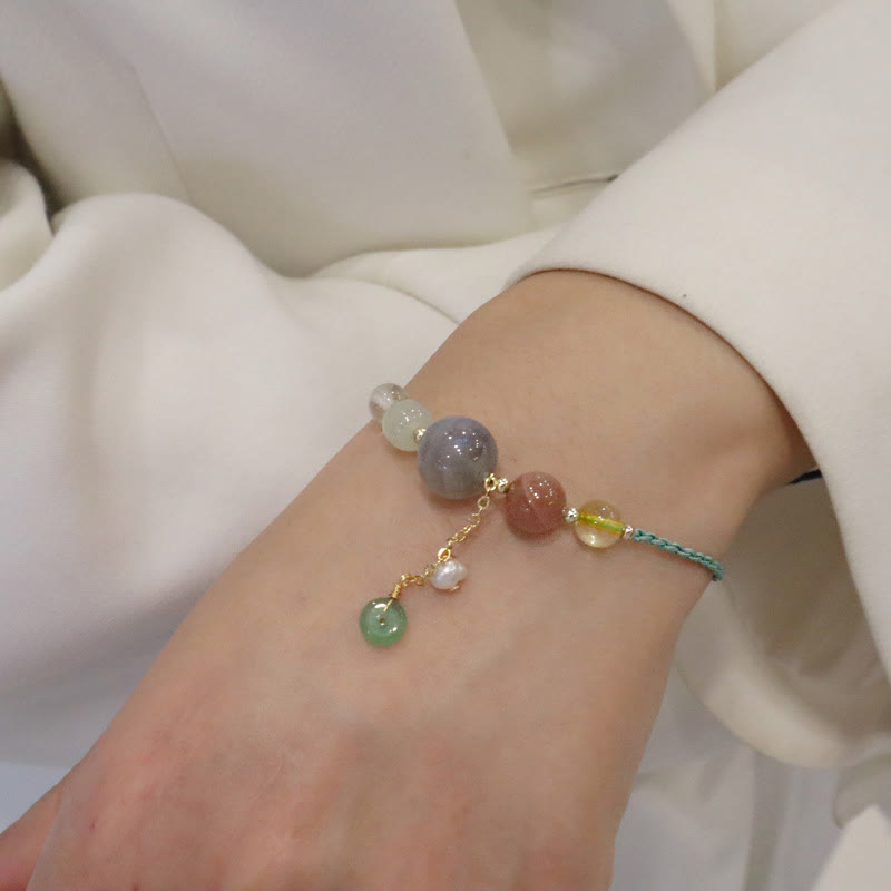 Bracelet de guérison avec breloque en pierre de lune et pierre de soleil et Buddha Stones