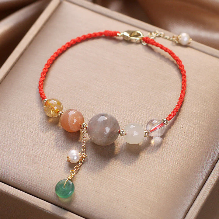 Bracelet de guérison avec breloque en pierre de lune et pierre de soleil et Buddha Stones