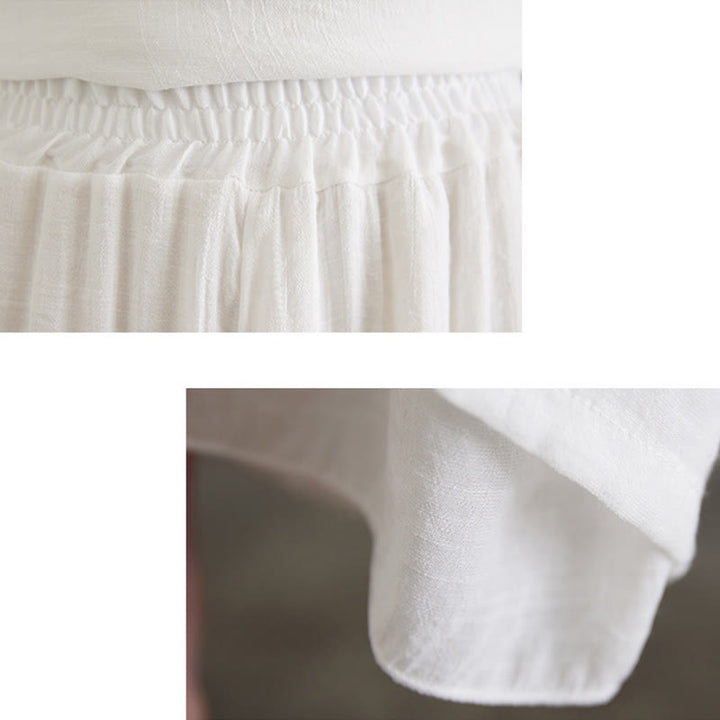 Chemise à manches longues à boutons de grenouille Buddha Stones 2 pièces Pantalon à jambe large Vêtements de méditation en coton et lin