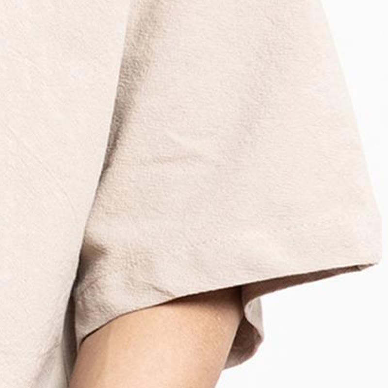 Chemise à manches mi-longues brodée en lin avec Buddha Stones pour homme