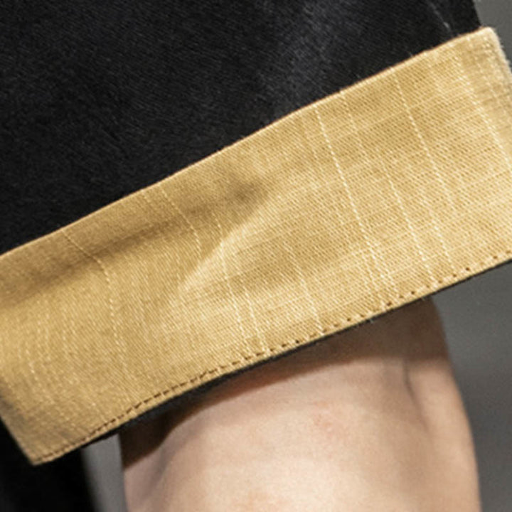 Chemise à manches mi-longues en coton et lin avec broderie de nuages de bon augure et dragon chinois à boutons de grenouille et Buddha Stones - image 8