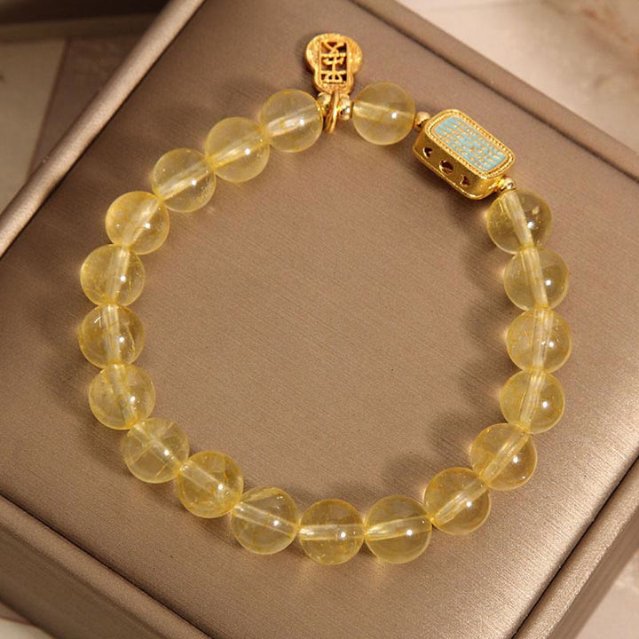 Bracelet de générosité en citrine naturelle et cinq écritures de Buddha Stones
