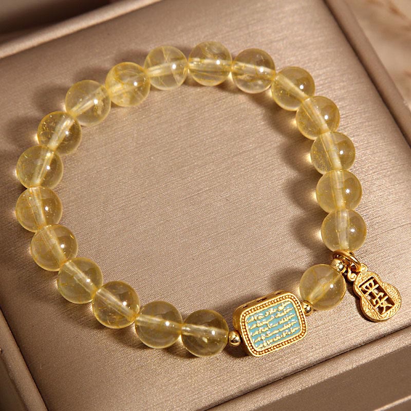 Bracelet de générosité en citrine naturelle et cinq écritures de Buddha Stones