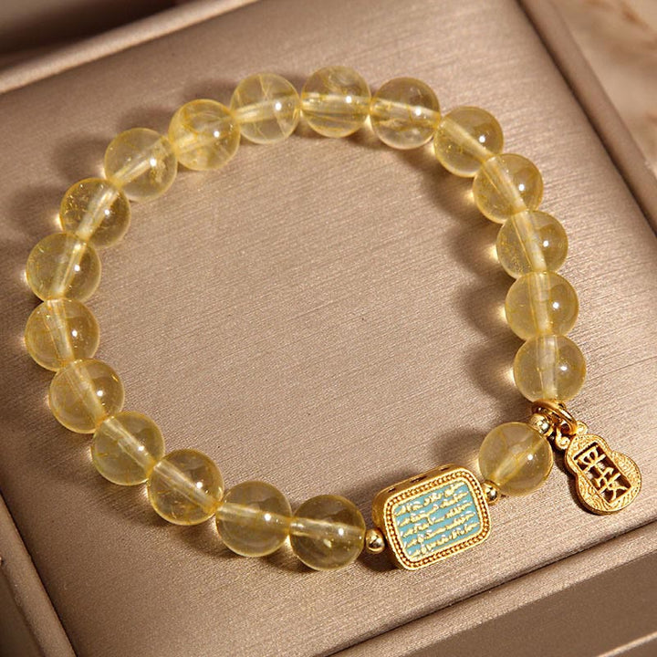 Bracelet de générosité en citrine naturelle et cinq écritures de Buddha Stones