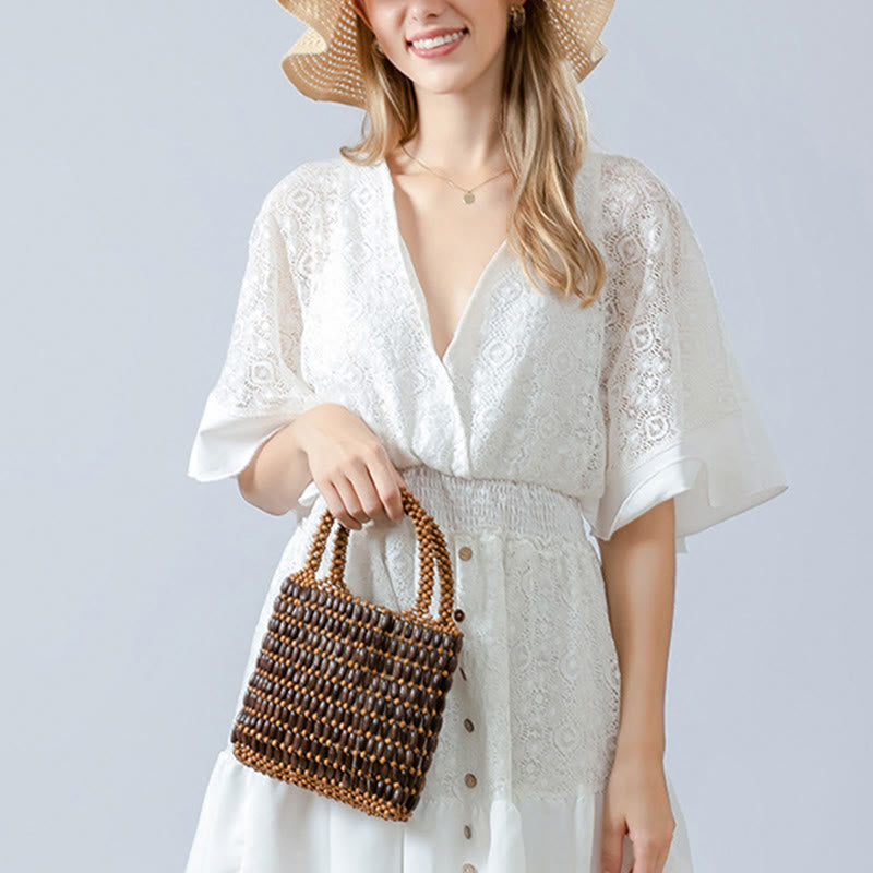 Sac à main en perles de bois tissées à la main Buddha Stones