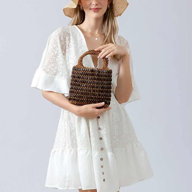Sac à main en perles de bois tissées à la main Buddha Stones